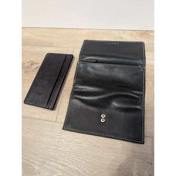 Fossil Black Leather Checkbook Wallet Continental Wallet - Picture 9 of 14